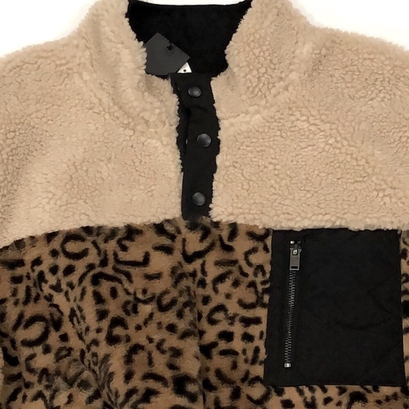 Rails Saga Cream Leopard Mix Faux Fur Jacket NWT - Picture 2 of 12